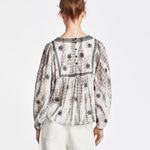 ZARA  Puff Sleeve Tie Dye Embroidered & Embellished Blouse sz sm NWOT bust 23” fl Photo 2