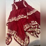 Fairycore Renaissance Red and White Midi Asymmetrical Dress Size M Photo 3