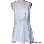 Umgee  small women’s mint white striped open front tie closure drape cardigan Photo 0