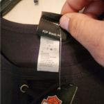 Harley Davidson Womens Embellished Logo Short Sleeve Lace Up Front Tee Sz. Small Black Photo 3