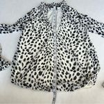 EXPRESS  long sleeve high neck blouse white black speckles size xs Photo 10