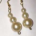 Gold Tone Faux Pearl Beaded Ball Drop Retro Boho Earrings Photo 2