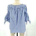 Scotch & Soda  Off-the-Shoulder Tie‎ Sleeve Top Blue Stripe Size Small Photo 6