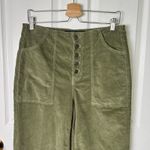 Veronica Beard Cotton Crosbie High Rise Crop Wide Leg Green Corduroy Pants 30 Photo 3