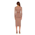 Susana Monaco NEW Ruched Long Sleeve Midi Dress Coco Brown Size Small $198 Photo 6