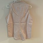 Fresno Jean Company Blue Denim Sleeveless Shirt Top Button Up Pockets large Tan Photo 3