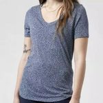 Athleta BLUE MICRO CHEETAH V-NECK SHORT SLEEVE BREEZY TEE SHIRT Photo 0