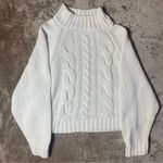Elie Tahari White Cable Knit Sweater S Mock Neck Chunky Pullover 18x19 NWT Photo 0