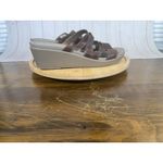 Crocs Leigh-Ann Leather Strap Mini Wedge Women's Size 9 Brown Comfort Sandals Photo 7