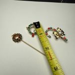 Rhinestone Christmas Holiday Lot Of 3 Brooch Pin Gold Tone Wreath / Candy Cane Photo 4