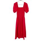 Madewell  Smocked Puff Sleeve Midi Dress in Poplin Cerise Size XS NWT Cottagecore Photo 10