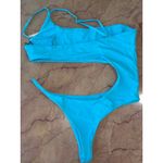 superdown  Valerie One Piece in Aqua Blue Large New Womens Cutout Swimsuit Photo 6