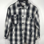 Lucky Brand Plaid Shirt Jacket Cotton Button Front Shacket Black White Large Photo 0