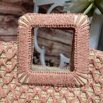 A New Day Paper Straw Handheld Small Tote Handbag Pink/Natural Photo 7