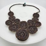 Vintage Beaded Bib Necklace 19" Rope Artisan Crochet Bohemian Statement Handmade Green Photo 2
