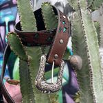 Ariat Tooled Leather Belt with Silver Buckle Large Brown Photo 5