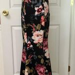 Carolina USA 90s Y2K Women Black Floral Mermaid Formal Gown Dress Sz S Adj Strap Photo 0
