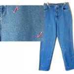 Quacker Factory Vintage Candy Cane High Rise Straight Leg Mom Jeans Size 10 Photo 1