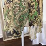 Karen Kane Early 2000's Fairy Grunge Whimsical Silk Green Brown Paisley Flowy Blouse Top L Photo 4