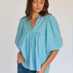 Wall Flower NWT NEVER A HIGH NECK TOP CAROLINA BLUE SEERSUCKER Size XS Photo 2