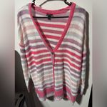 Torrid  Acrylic V Neck Button Front Cardigan Multi Stripe Size 1 EUC Photo 4