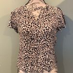 Women’s Small Short Sleeve Top Black Tan White Pattern V Photo 0