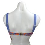 NEW Strawberry Milk Mob Disco Love Blue Coral Gingham Floral Bikini Top Size S Orange Photo 2