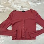 Forever 21  Pink Ribbed Button Down Crop Top Photo 0