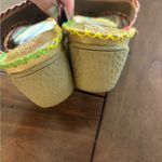 Corkys Elite Channel Hand Painted Leather Wedge Sandals Size 7 Artsy Boho Floral Tan Photo 4