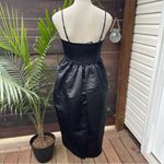 Future Collective Black Midi Dress Small NWT Bustier Satin Smocked Back Photo 2