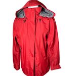Lands' End Waterproof Hooded Rain Jacket Outdoor Windbreaker Red Shell Womens M Photo 1