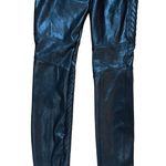 Spanx  women’s black faux leather moto gunmetal pull on pants sz M Photo 4