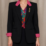 🖤 Criscione New York Vintage Black Skirt Suit – Bold Pink Accents size L Size L Photo 1