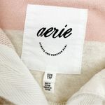 Aerie  Prep Rally Rugby Oversized Sweatshirt Striped Dusty Pink Collared Polo Photo 10