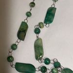 Nephrite Jade Green Beaded Chain Carved Sun God Pendent Vintage Necklace Photo 6