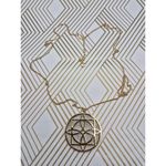 Versona  Gold Tone Long Link Chain Round Two Tone Pendant Necklace 34" Photo 5