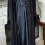 Lucie Ann Peignoir black Robe w/ matching nightgown full swing set Size L Size L Photo 0