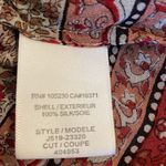 Joie  100% Silk Red Tan Floral Racerback Babydoll Top Camisole Ruffle Photo 5