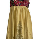 Anthropologie Yellow Strapless Embroidered Dress Photo 0
