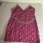 Women Pink Faux SnakeSkin Mini Dress w Adj. Chain Straps and Belt Sz. XL NWT Photo 4