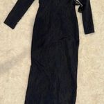 NEW Kay Unger Dark Midnight Blue Jude Jacquard Column Gown off the shoulder sz 2 Photo 0