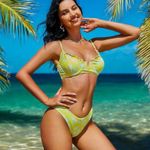 Zaful Women's Bikini Floral High Cut Bikini Set V-Wired Two Piece Swimsuit Photo 0