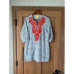 Roberta Roller Rabbit  Embroidered 3/4 Sleeve Tunic Blue/Orange Women’s size XS​ Photo 2