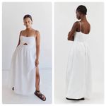 Dissh Harper White Cutout Midi Dress Size 6 Linen Spaghetti Strap Side Slit Photo 1