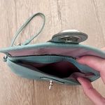 Coach Y2K Blue Pebbles Leather Turnlock Wristlet Zipper Wallet Purse Handbag Vtg Photo 3