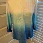 Blue, white and teal hombre 3/4 sleeve top Photo 0