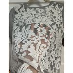 J.O.A. Los Angeles Lace Back Gray Front Tshirt Short Sleeve Crewneck Sheer Back S Photo 2