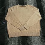 st. john's bay Womens 1X NWT  long sleeve V-Neck sweater oatmeal/plaid Photo 1