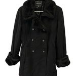 Wool Vintage Fairweather pea coat faux fur trim Says 14 Fits Like Womens Medium Black Photo 2