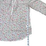 Maurice's Maurice’s White V-Neck Sheer Blouse Multicolor Feather Pattern Size XS Photo 9